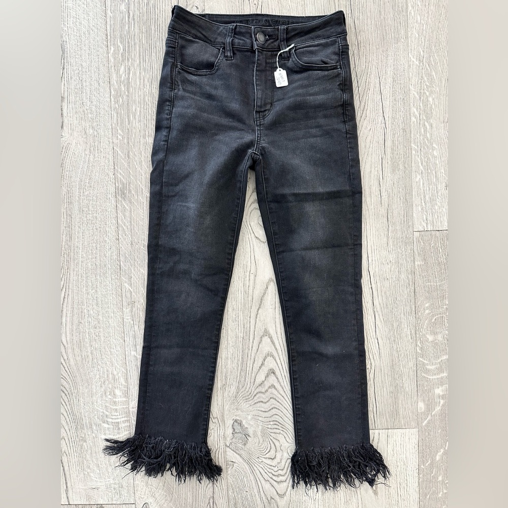 AE Black Fringed Denim